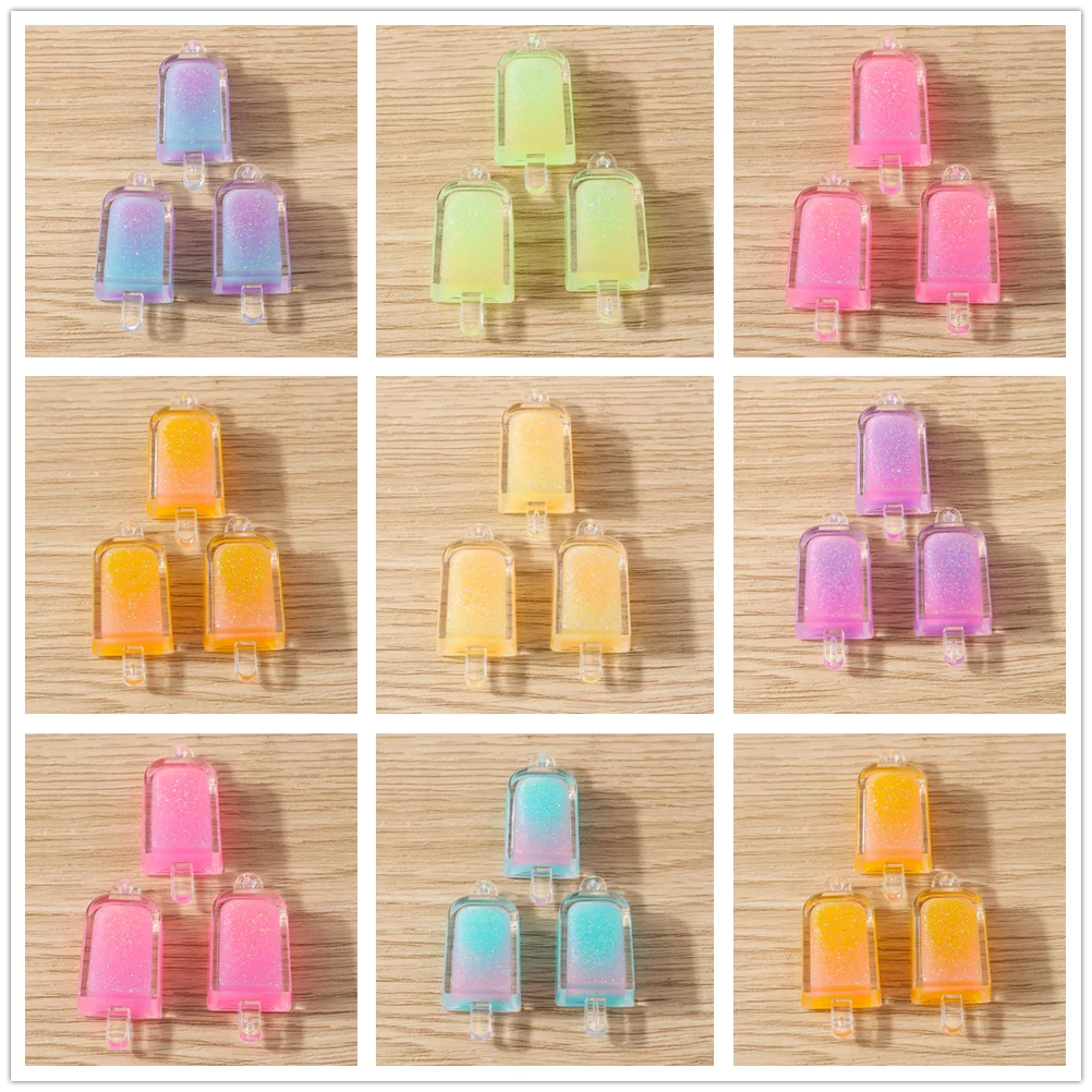 

Tusember 10Pcs 15*34mm Colorful Cute Simulation Popsicle Charms For DIY Earring Bracelet Keychain Jewelry Handmade Findings