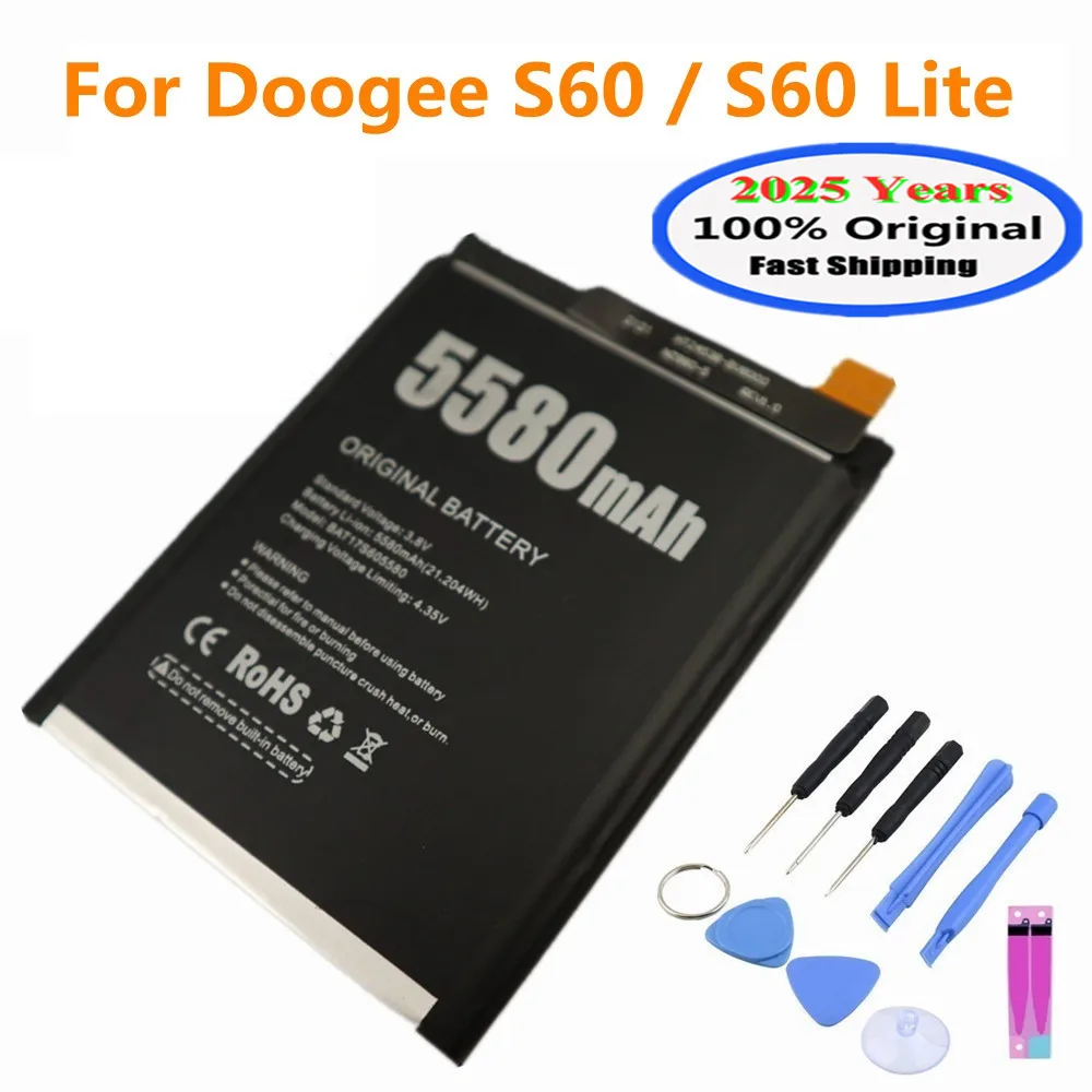 2025 Years 5580mAh BAT17M15580 BAT173605580 Original Battery For Doogee S60 / S60 Lite High Quality Phone Bateria + Tools