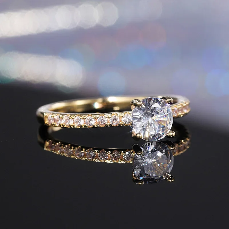 Wedding Band Eternity Rings Women Brilliant Round Zirconia Luxury Engagement Rings Thin Elegant Female Jewelry Wholesale