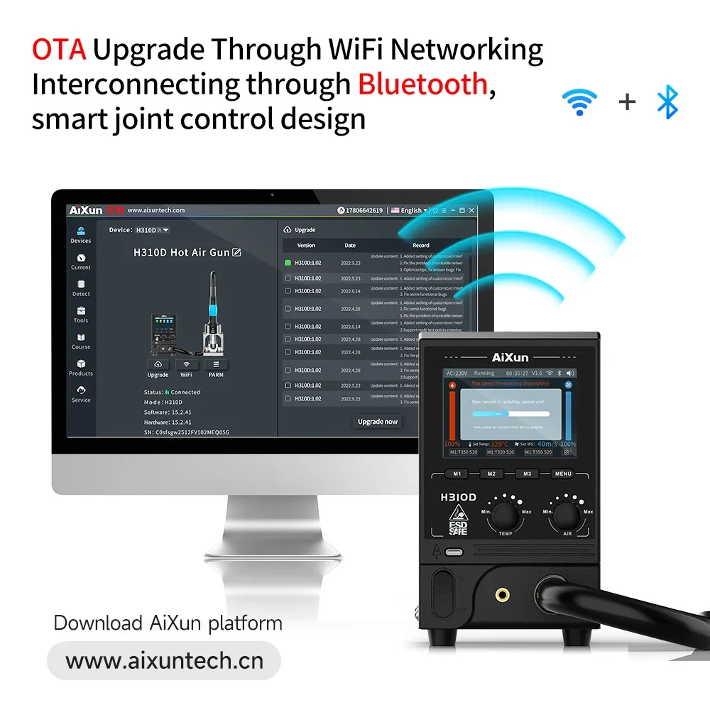 JC Aixun H310D pistola ad aria calda intelligente con ugello 1000W nucleo di riscaldamento ad alta potenza dati Cloud aggiornamento in tempo reale