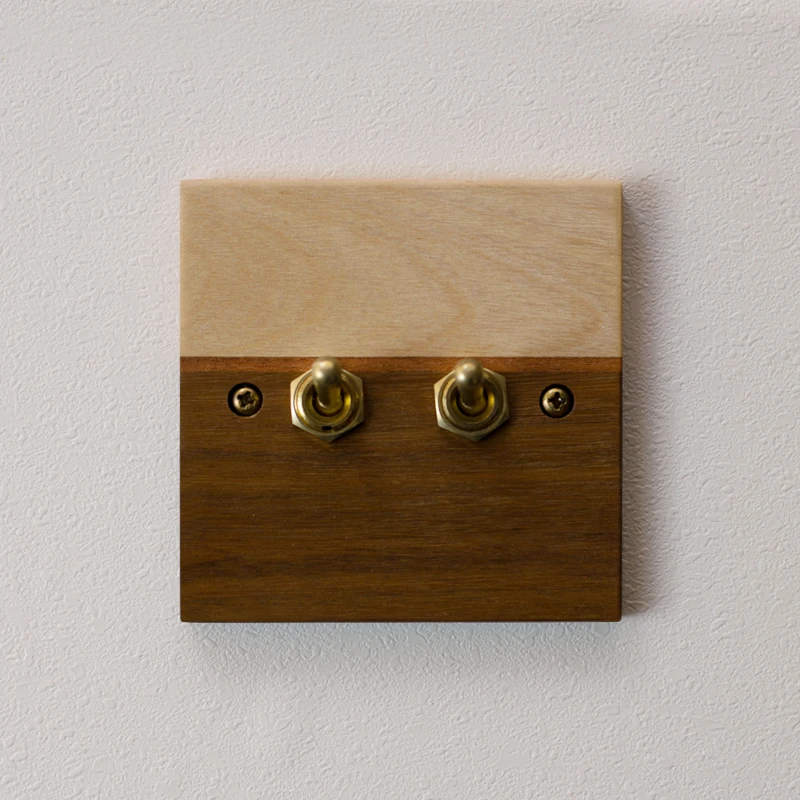 لوحة تبديل من الخشب الصلب 86 نوع مفاتيح قياسية قطب واحد تحكم مزدوج مخرج كهربائي ملحقات غطاء جدار رافعة نحاسية