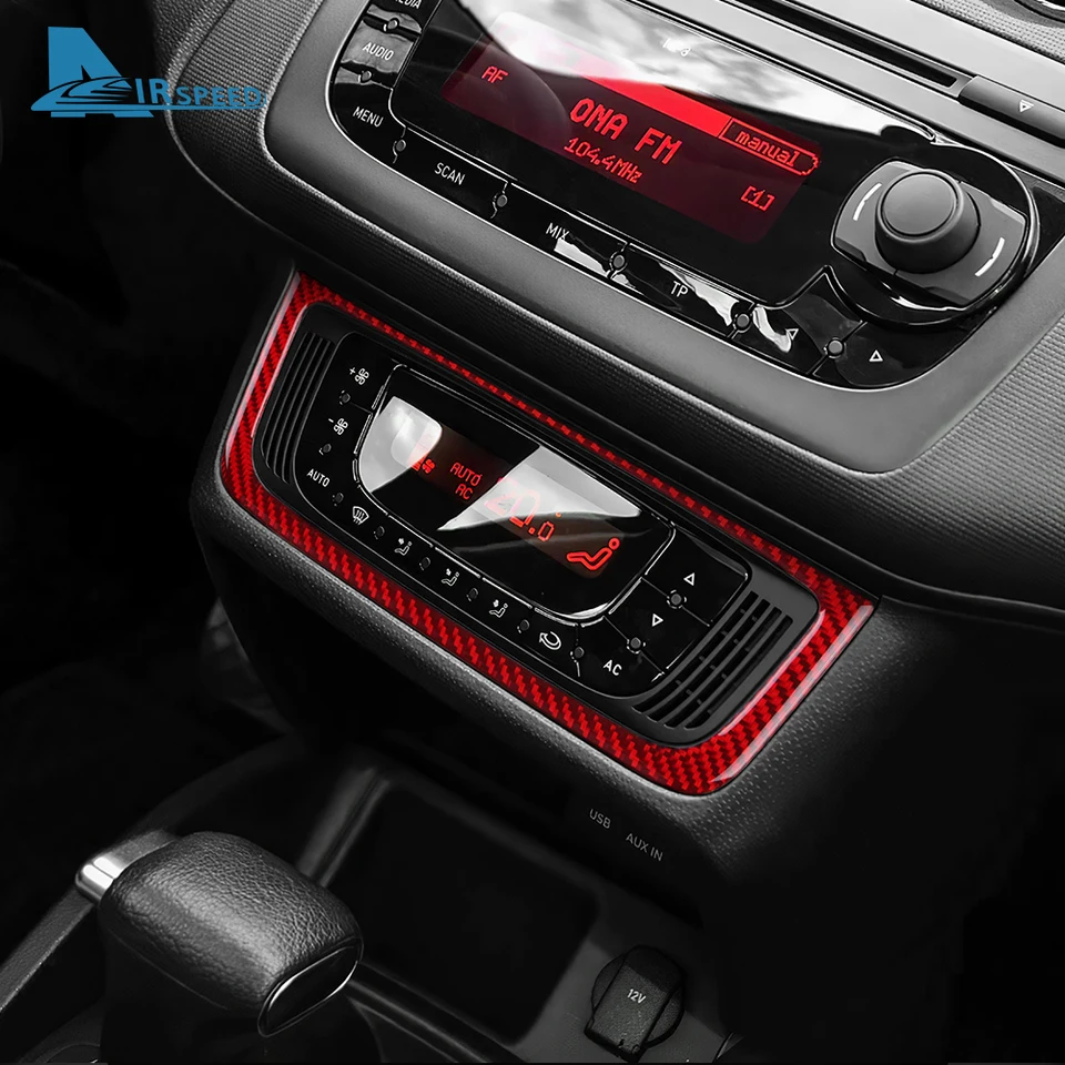 KUNGKIC Accessoire Fibre Carbone Tableau De Bord Seat Ibiza 6J 2009-2014 - Cadre Sortie Air Centrale