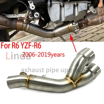 Motorcycle exhaust muffler middle pipe link connecting silencer pipe muffler system for Yamaha R6 YZF R6 2006-2019years