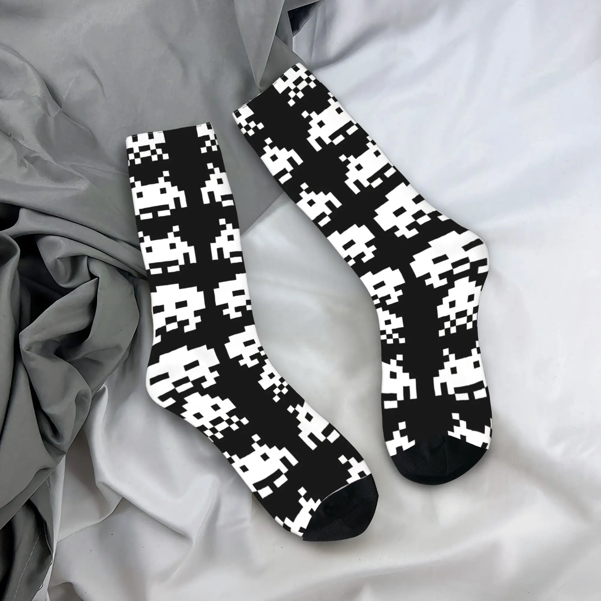 Adults Men Socks Space Invaders Lightweight  Stockings Anti Skid Breathable Socks Autumn Elegant Graphic Outdoor Socks