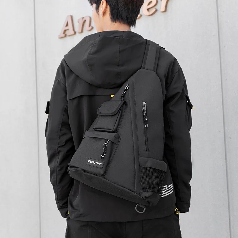 Bolsa Crossbody de grande capacidade para homens e estudantes, estilo japonês, estilo retro, streetwear, bolsa masculina