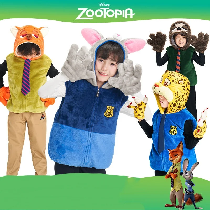 新しいディズニーズートピア子供用ベスト漫画かわいいジュディホップスニックワイルド男の子女の子厚い防寒コートベスト誕生日ギフト