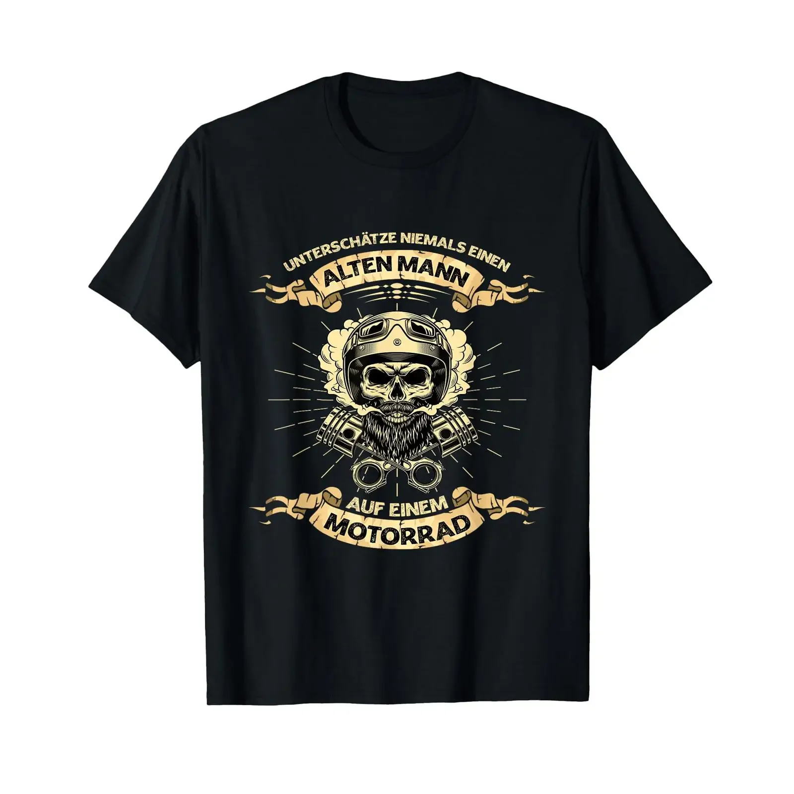 Unterschätze Niemals Einen Alten Mann Motorrad T Shirt vintage Washed Slightly homme fashion Versatile Stylish Soft graphic