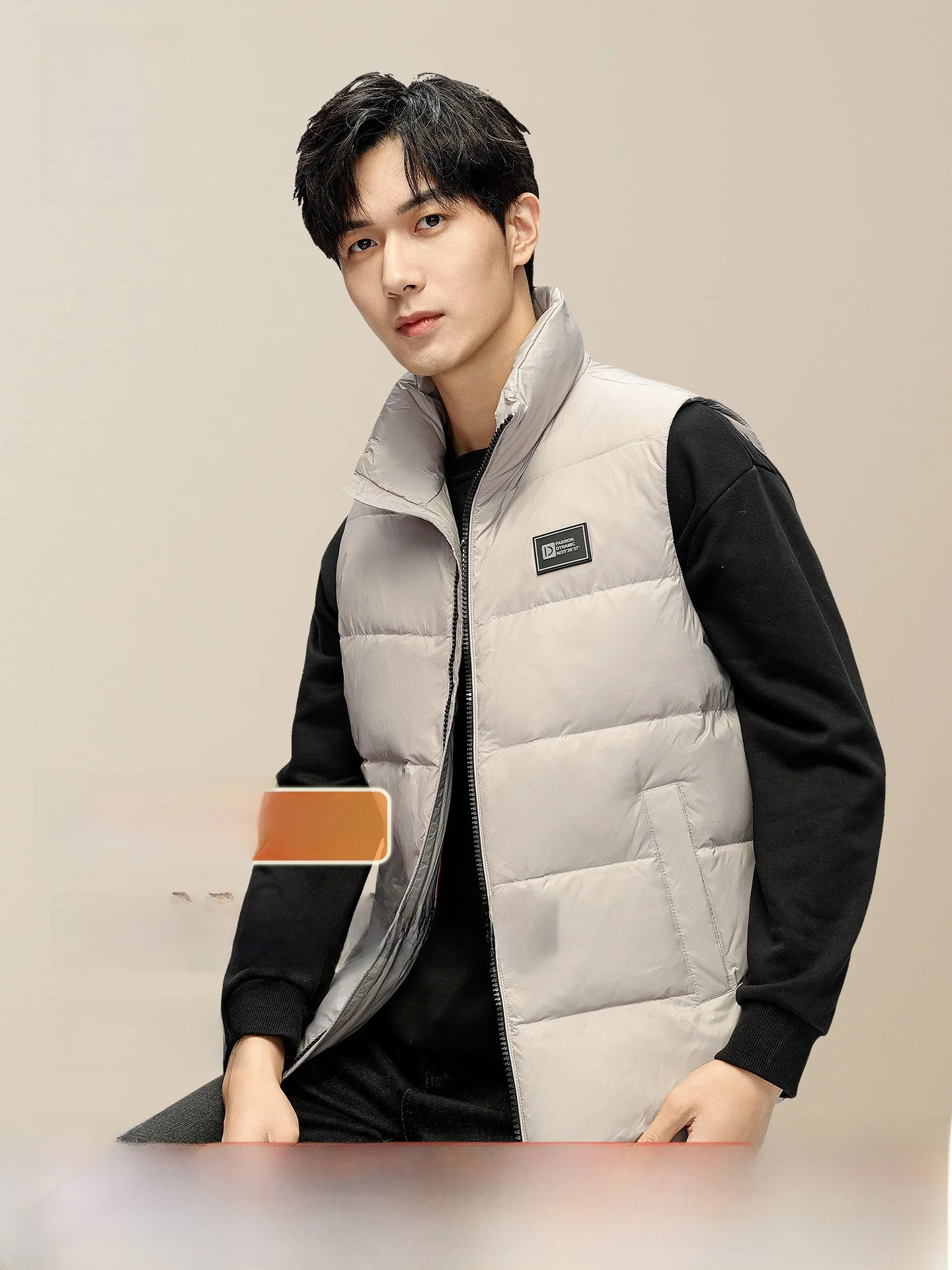 

Hodo Men's down Vest Thiened Stand Collar Outdoor Winter Jaet Faion Urban Sle Youth Polyester Fiber Nylon Filling