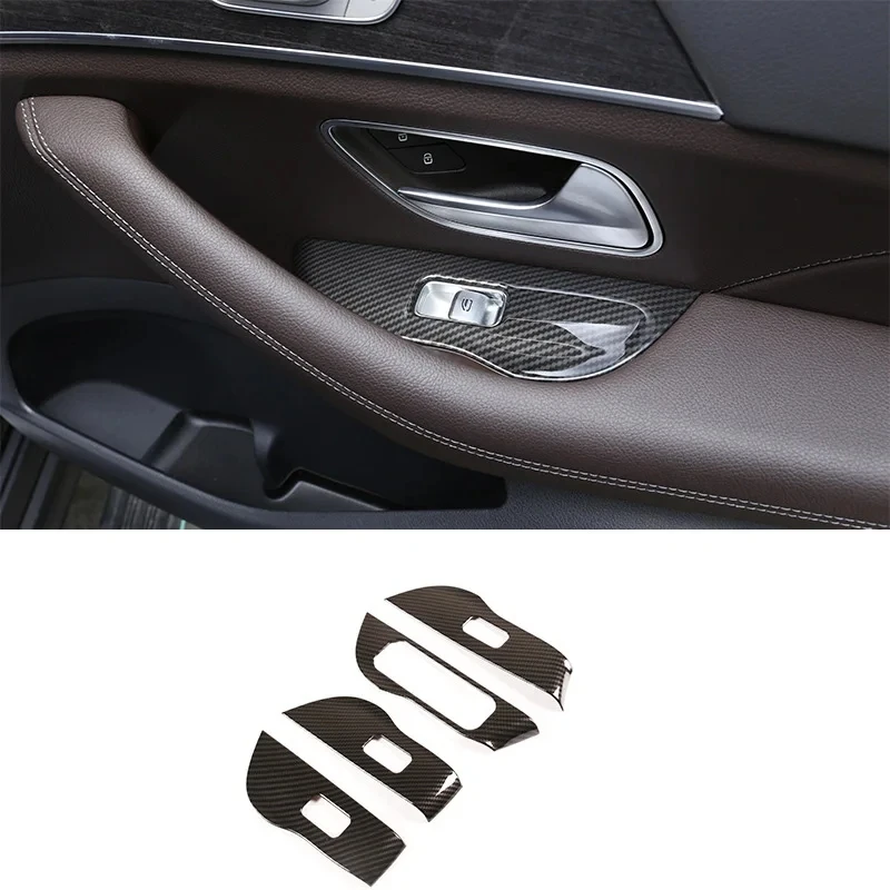 4PCS New Car Window Glass Lift Button Frame Fit For Mercedes-Benz GLE W167 V167 GLS X167 GLE C167 Coupe Carbon