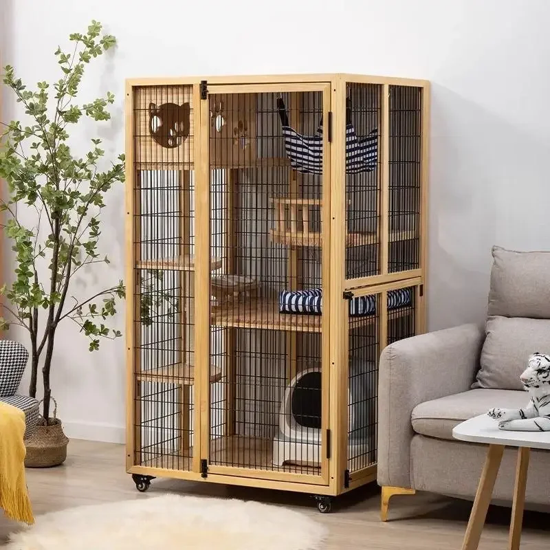 

Solid wood cage Household indoor house Panoramic glass room Small apartment cabinet house