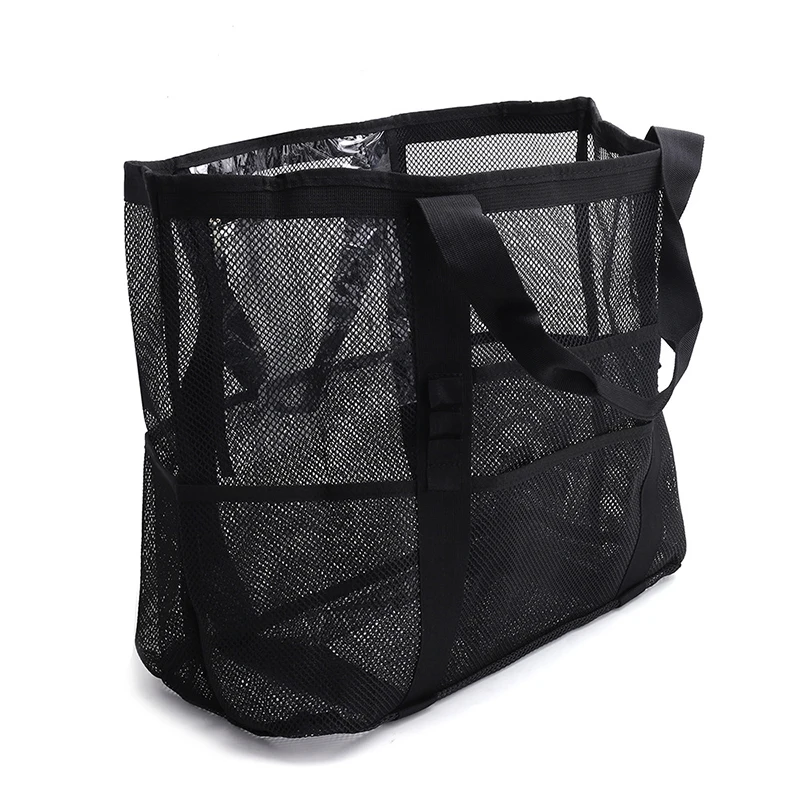 Women\'s Transparent Mesh Shopping Totes Fashion Light and Versatile Large-capacity Portable Handbag Beach Mesh Bag Shoulder Bag