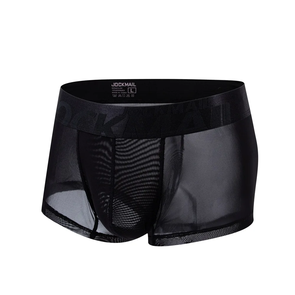 3PCS JOCKMAIL Sexy Mens Panties in Brazil Mesh Transparent Underwear Soft Antibacterial High Quality Boxer Man