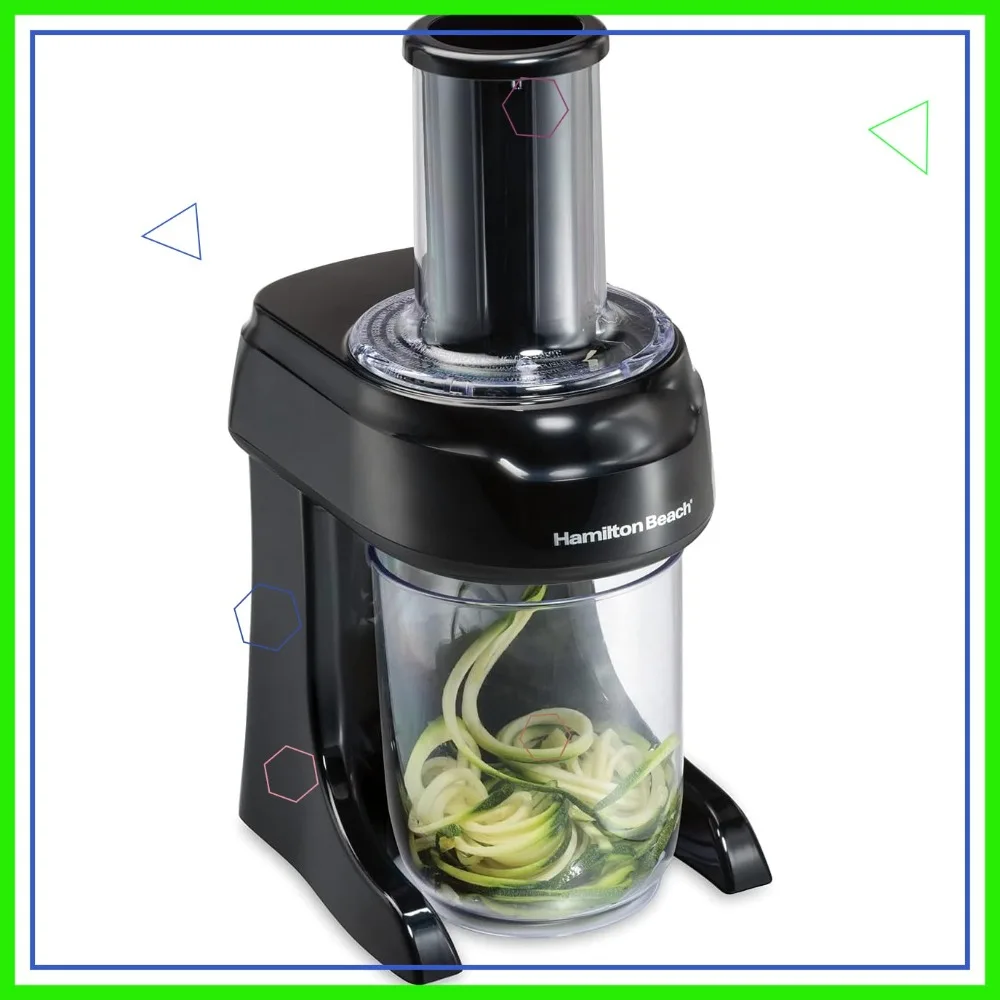 

Электрический спиральный измельчитель овощей 3-в-1 для приготовления овощной лапши, зудолайнер и слайсер с 3 режущими насадками, емкость 6 чаш, черный