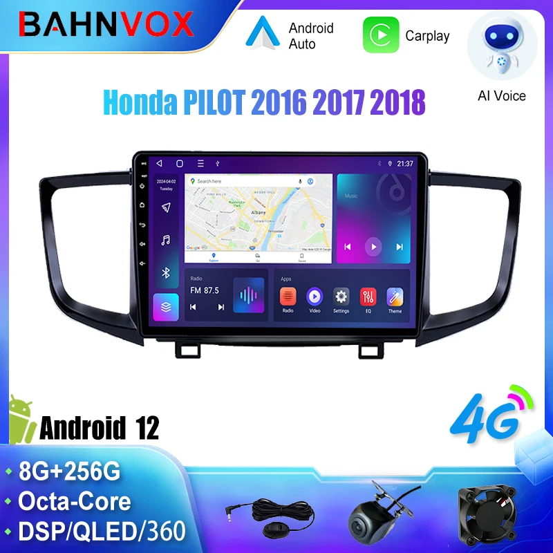 Android Car Radio GPS Navigation Multimedia Video Player for Honda PILOT 2016 2017 2018 Stereo Tape Recorder Screen Head Unit 4G