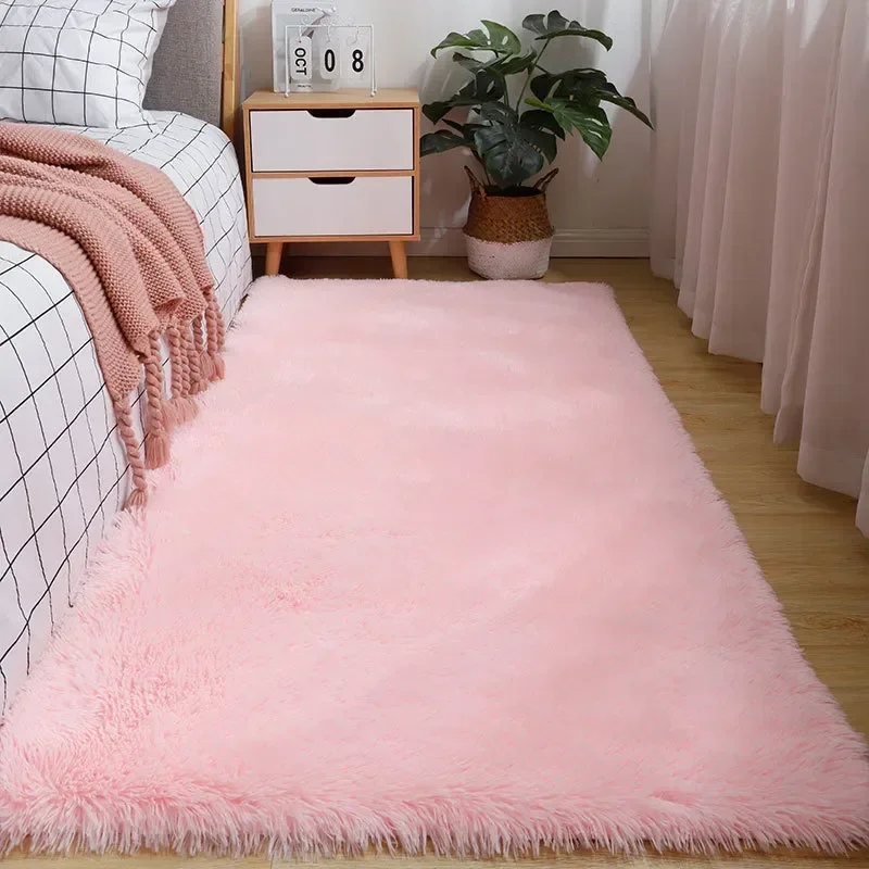 

Plush Pink Carpet Living Room Decoration Fluffy Rug Thick Bedroom Carpets Anti Slip Floor Soft Solid Large Carpets