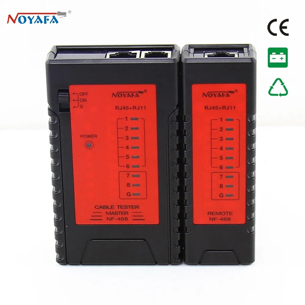 Noyafa NF-468 Ethernet Cable Tester RJ45 CAT5E CAT6 LAN Cable Tester Network Test Tools For UTP/STP Line RJ11 RJ12 Wire Check