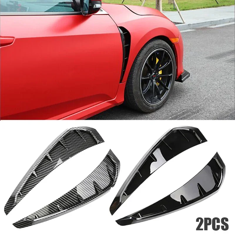 

2Pcs Car Shark Grille Car Leaf Plate Simulation Outlet Vent Decor ABS Plastic Carbon Fiber Side Air Flow Sticker For Honda Civic