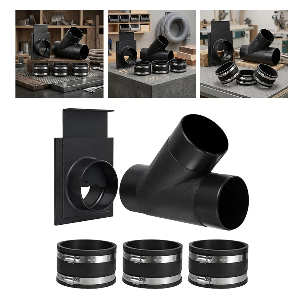 5 Piece Dust Fitting Set for Woodworking Tools Includes 4 inch Damper Reducer and Stainless Clamped Connectors