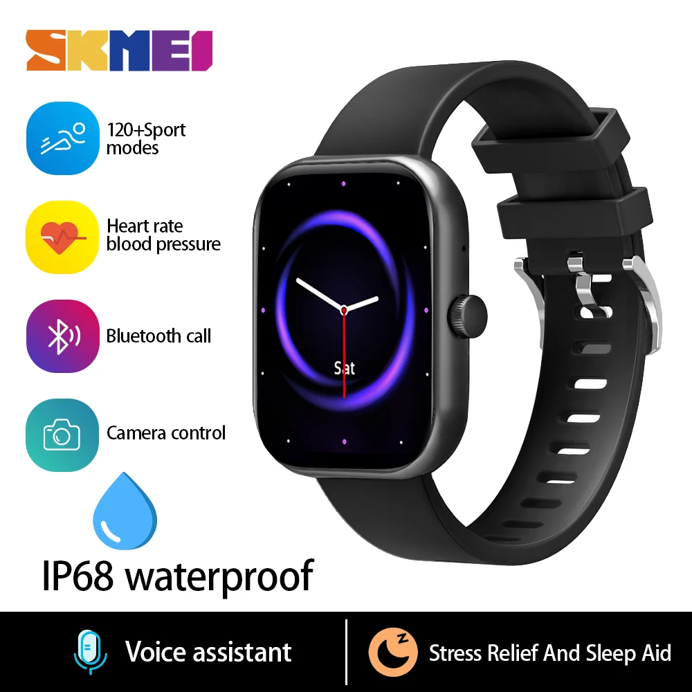 SKMEI P68 Waterproof Smartwatch 2.01'' Screen 123 Sports Modes Fun Games Smart Watches Men Women Heart Rate Tracker Wristwatches