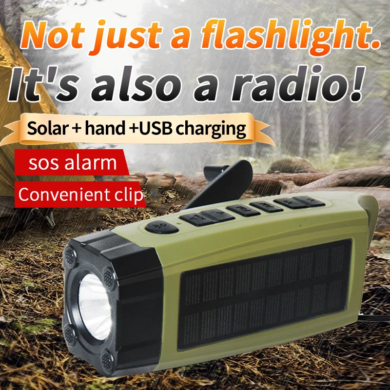 

Multifunctional Flashlight Outdoor Disaster Prevention Emergency Hand Crank Radio Solar Flashlight