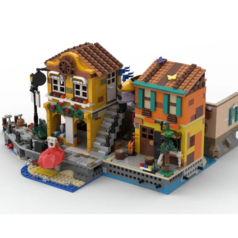 

MOC-236480 Модель с видом на город, строительные блоки, Riviera, удлинитель кирпича, креативные подарки, современный дизайн, 665 шт., игрушки «сделай сам»