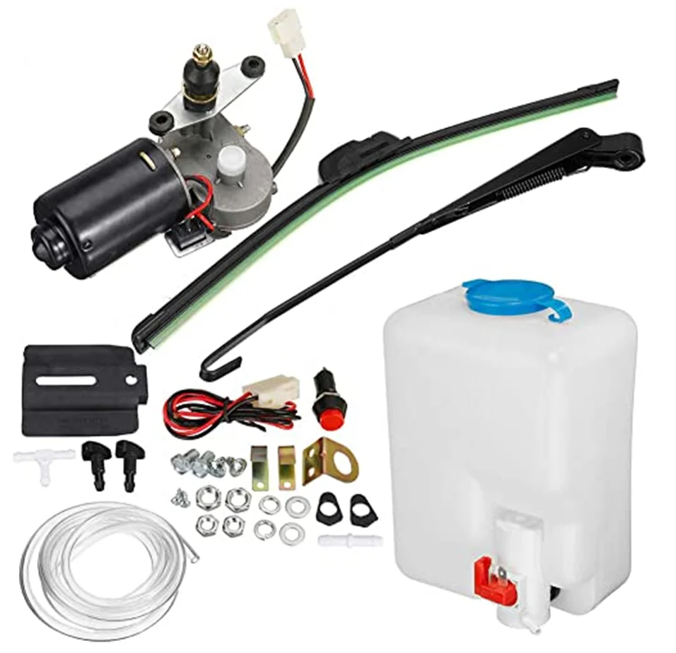 Electric Windshield Wiper Kit Washer Pump Kit w/12V Motor For Polaris Ranger UTV