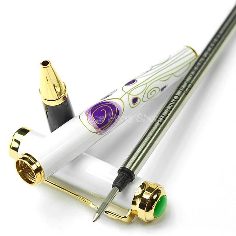 Picasso White And Golden Matel Rollerball Pen For Office & Home & School Business BR011