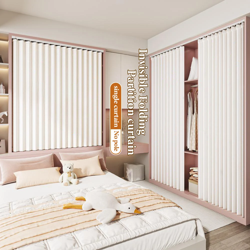 Simple Foldable Partition Curtain, Thick Fabric Room Divider, Living Room Kitchen Partition, Easy Clean