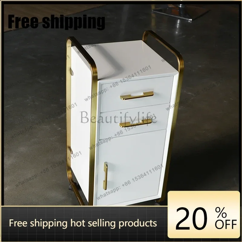 jj5  Stainless Steel Cart Tool Cabinet Barber Shop Storage Cabinet for Hair Salon Hairdressing Cabinet