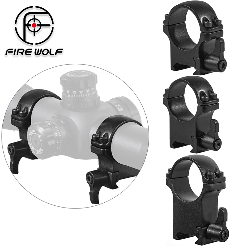 

FIRE WOLF 2 PCS Quick Detach 30mm Double Nail Scope Mount Ring Steel Sight Tube Clip Fit for 21mm Mount、