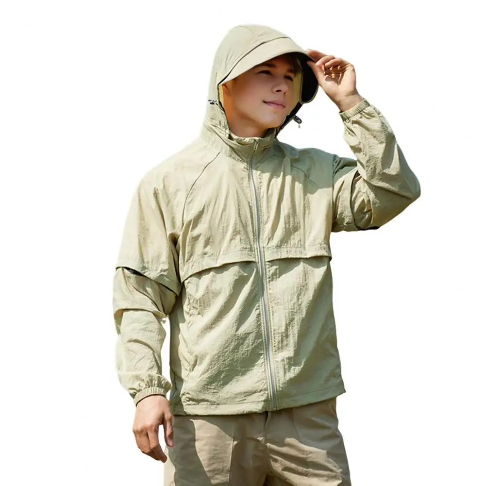 Sun Protection Coat Quick Drying Uv Protection Fishing Jacket with Removable Hood Zipper Placket Unisex Sun Coat for Ultimate