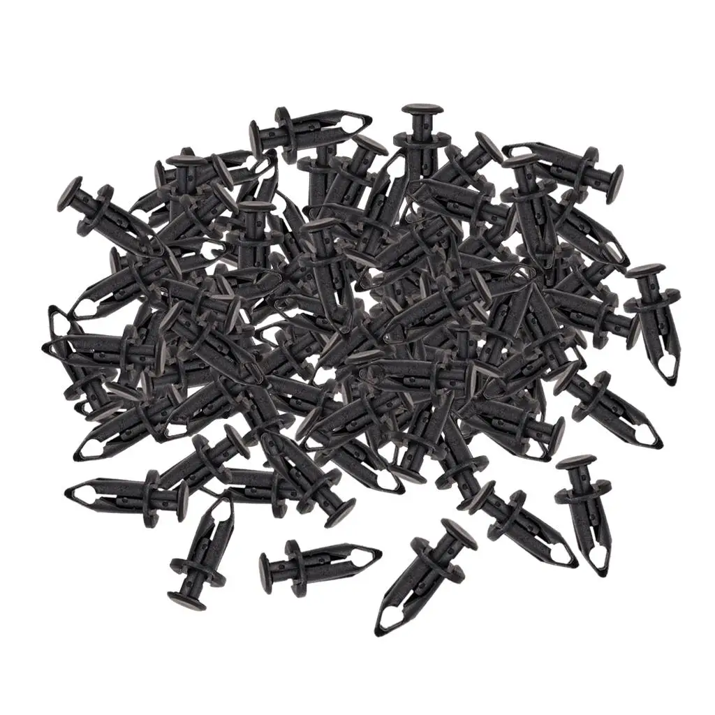 100pcs Auto Bumper Clips Screws 9mm Push Pin Nylon Fastener Clips New