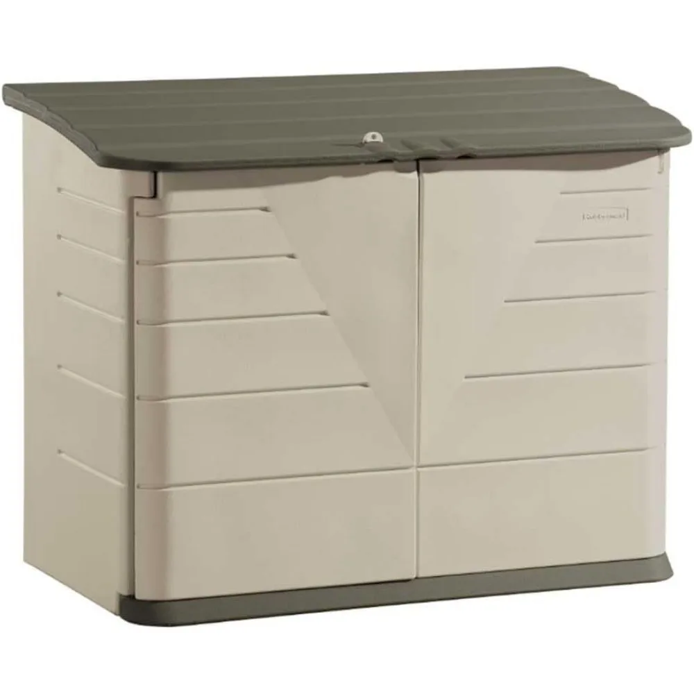 

Large Horizontal Resin Outdoor Storage Shed With Floor (5 x 4 Ft) Weather Resistant, Beige/Brown, Organization for Home
