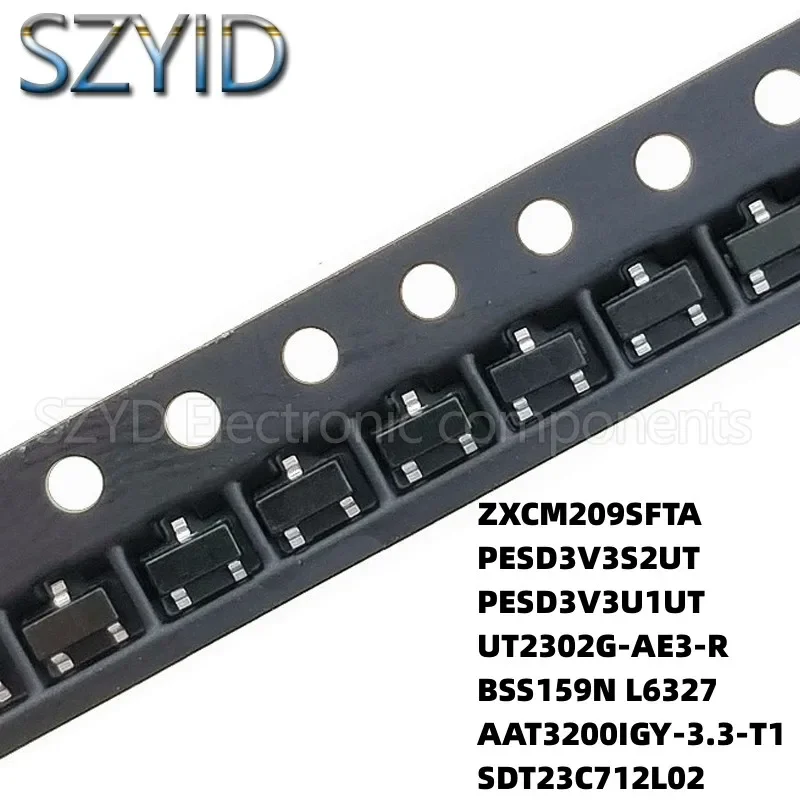 100PCS SOT23 ZXCM209SFTA PESD3V3S2UT PESD3V3U1UT UT2302G-AE3-R BSS159N L6327 AAT3200IGY-3.3-T1 SDT23C712L02