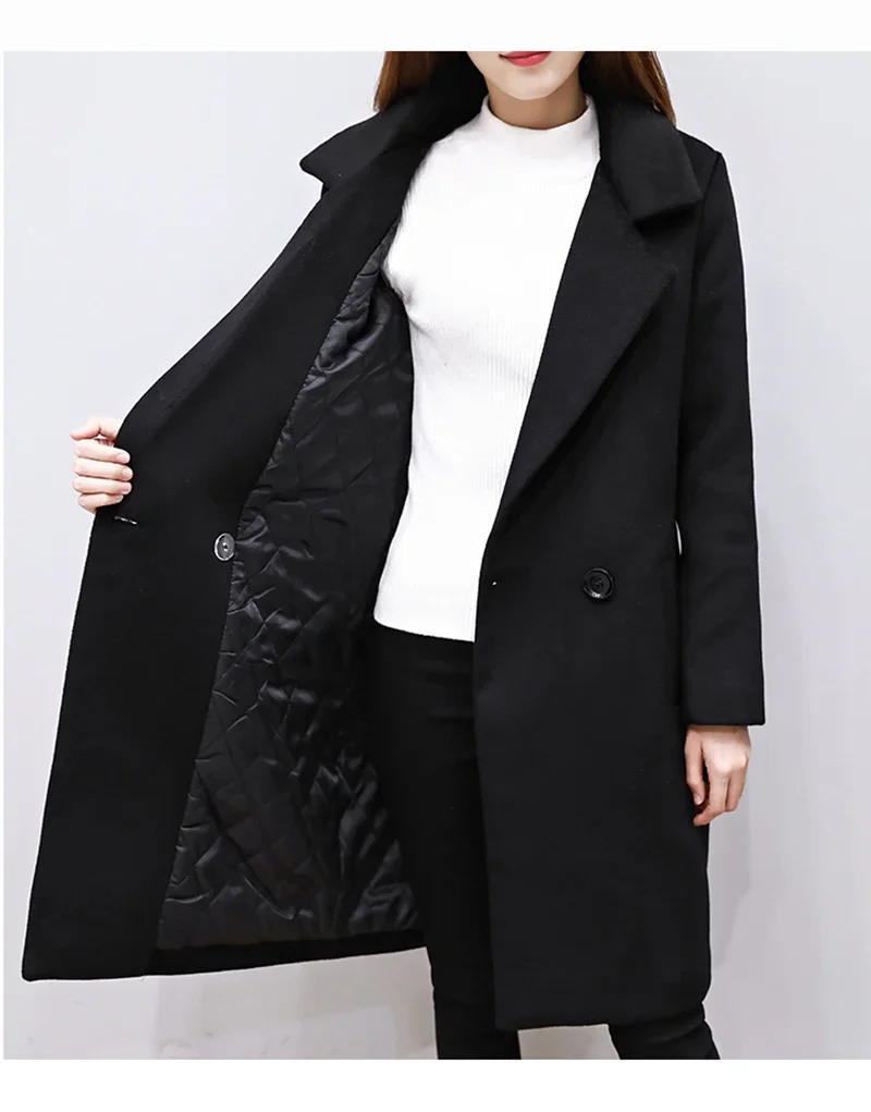 2024 Autumn Winter New Plus size Women's Woolen Jacket High quality Overcoat Elegant Women Loose Long Woolen coat 3XL