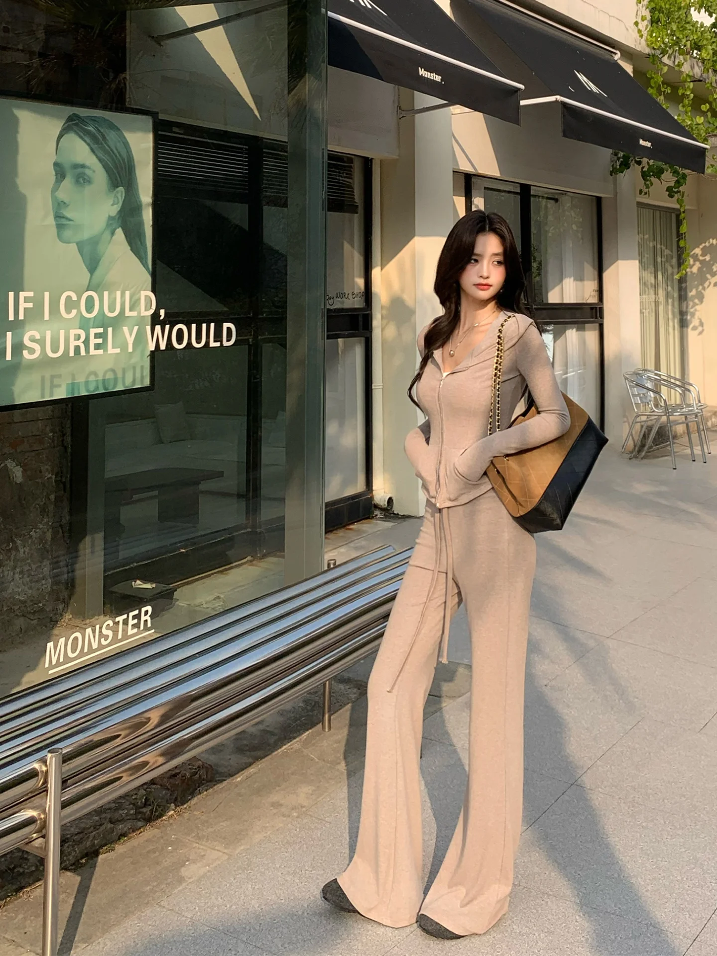 

Женская толстовка с капюшоном и повседневные брюки серии Lu, вязаный свитер на молнии, осенне-зимняя спортивная одежда Faion Long Sve V-Ne