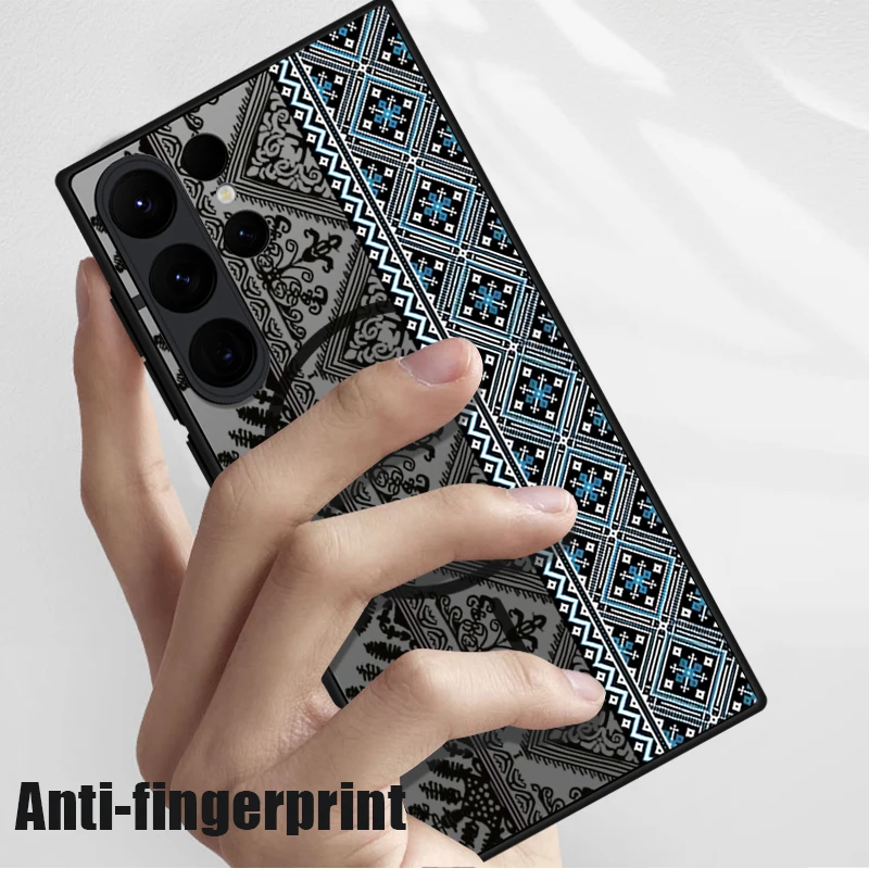 Magnético para magsafe caso para samsung galaxy s25 ultra capa s24 ultra s23 s22 plus s21 s20 fe borda vintage estilo europeu capa