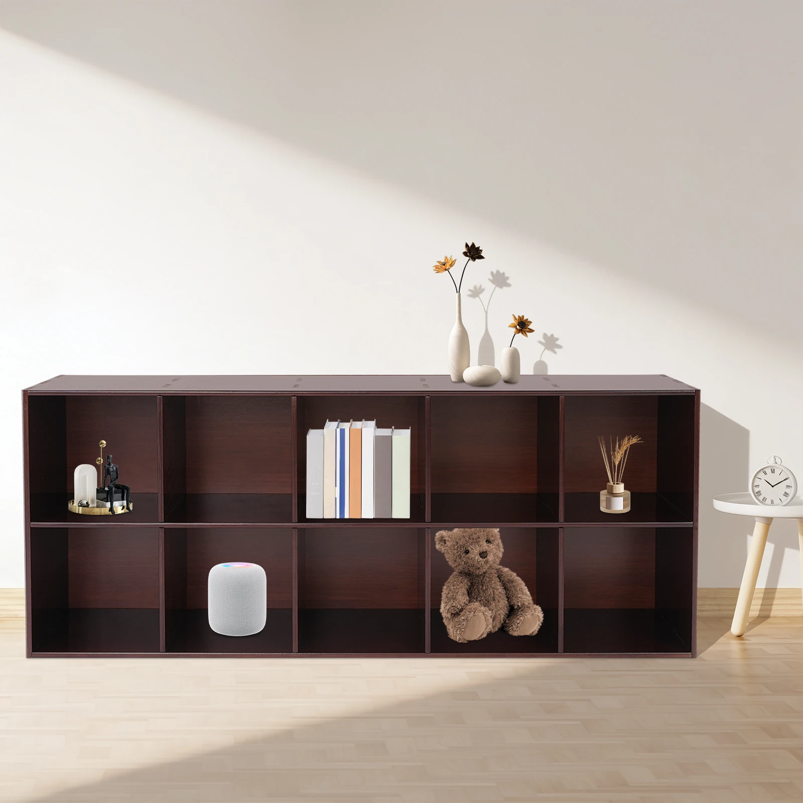 

Кубический книжный шкаф из массива дерева, напольная книжная полка с 10/4 отделениями, органайзер для книг из сосны для гостиной и спальни