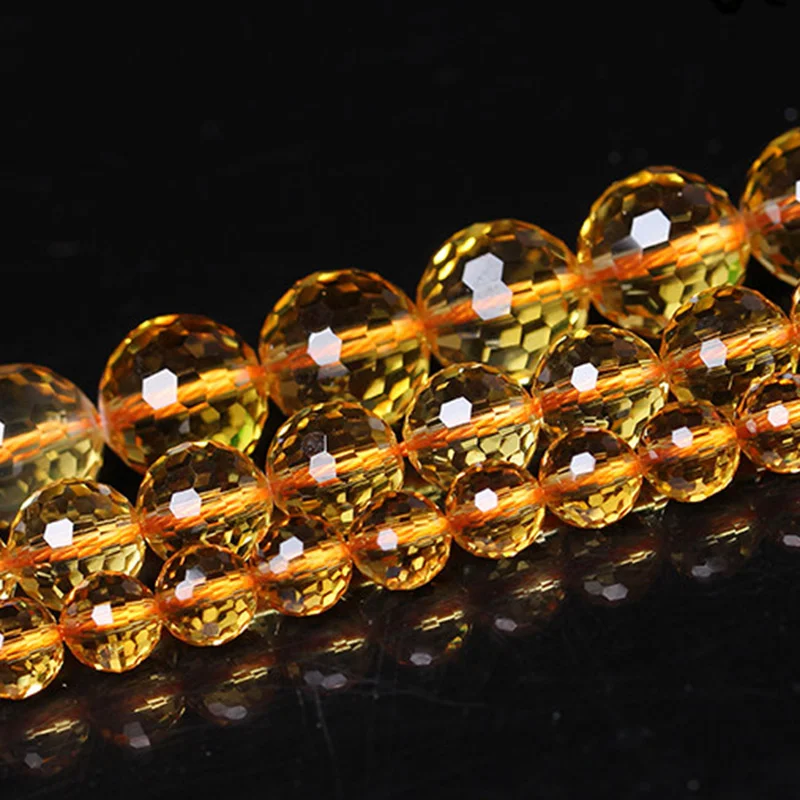 8-12mm Round Faceted Citrine Beads 15\'\' Yellow DIY Loose Quartz Beads For Jewelry Making Women Beads Bracelet Necklace Gift