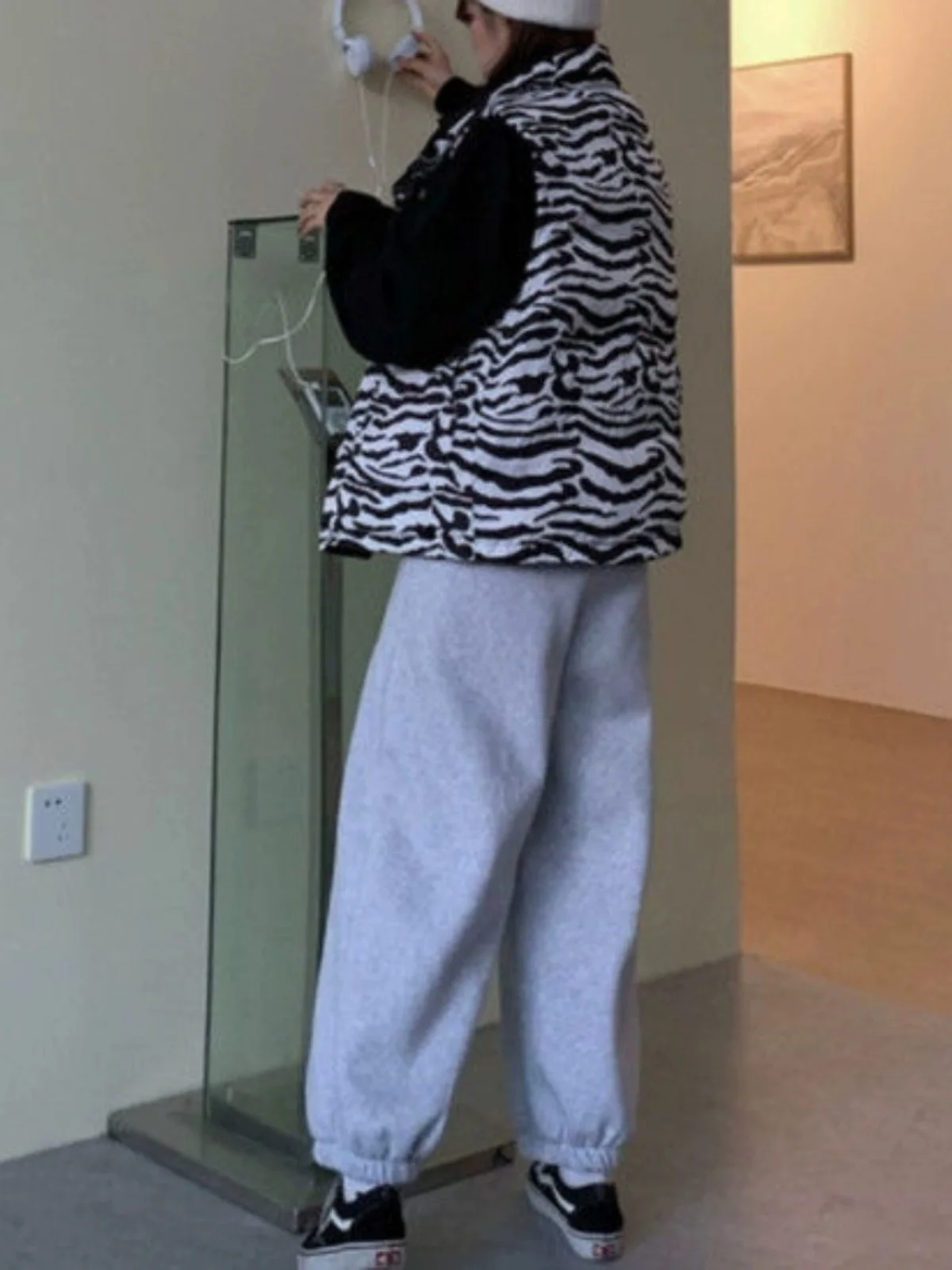 plus Size Fce Lined Thiened Women's Sweatpants Autumn Winter Loose Fit Straight Leg Spor Trousers High Waist Korean Sle