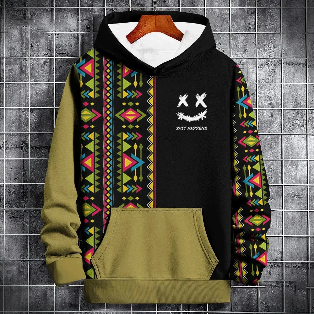 Vintage Color Block 3D Print Hoodies Men Women Hip Hop Hooded Sweatshirts Harajuku Tracksuits Pullovers Tops Coat Male Clothing