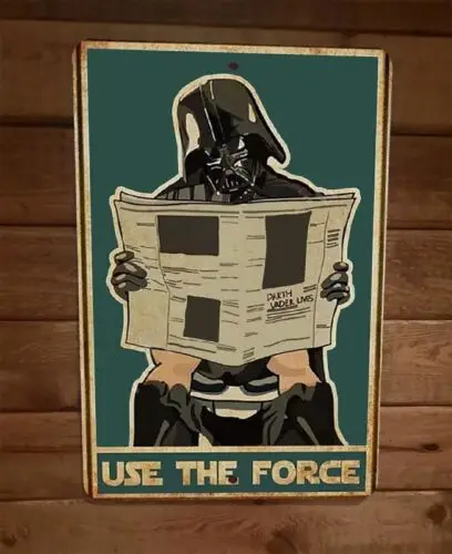 Use The Force Vader on Toilet 8x12 Metal Wall Sign Poster