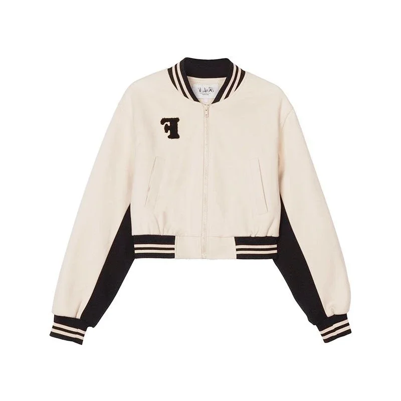 ​ Giacca da baseball collegiata retrò americana per donne piccole Glamorous Streetwear con capispalla alla moda a maniche corte 2025 ​