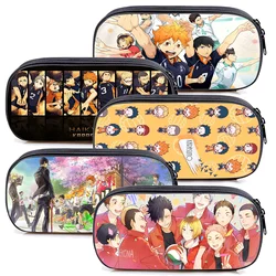 Haikyuu Pencil Case Anime Karasuno Nekoma Student Pen Bag Cartoon Stationery Storage Pouch School Office Supplies Accessories