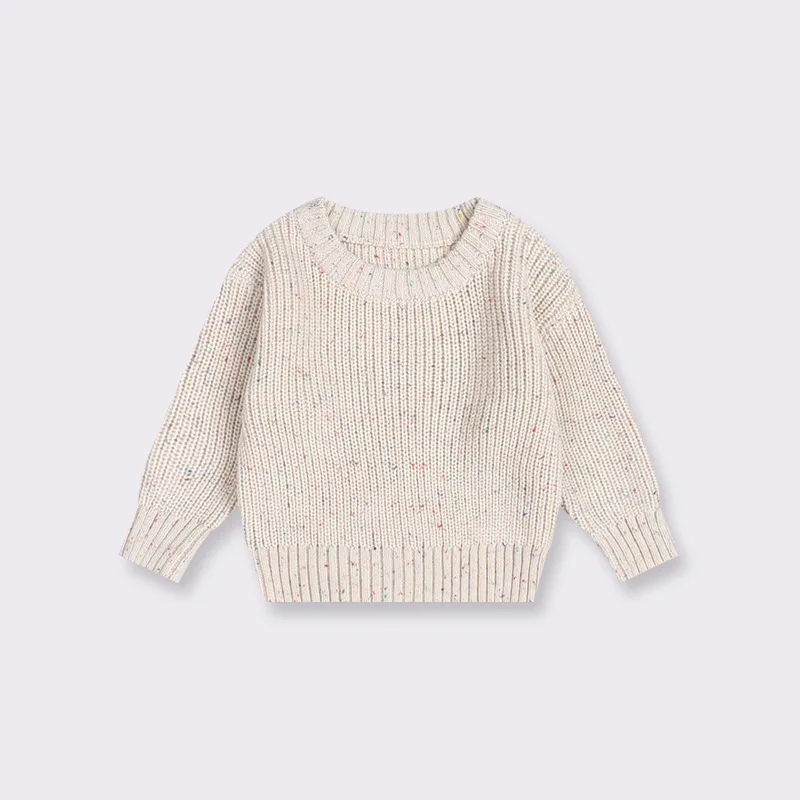 Autumn Winter Ins Newborn Girls Sweater Knit Long Sleeve Round Collar Cotton Striped Infant Girls Pullover Baby Girls Undershirt