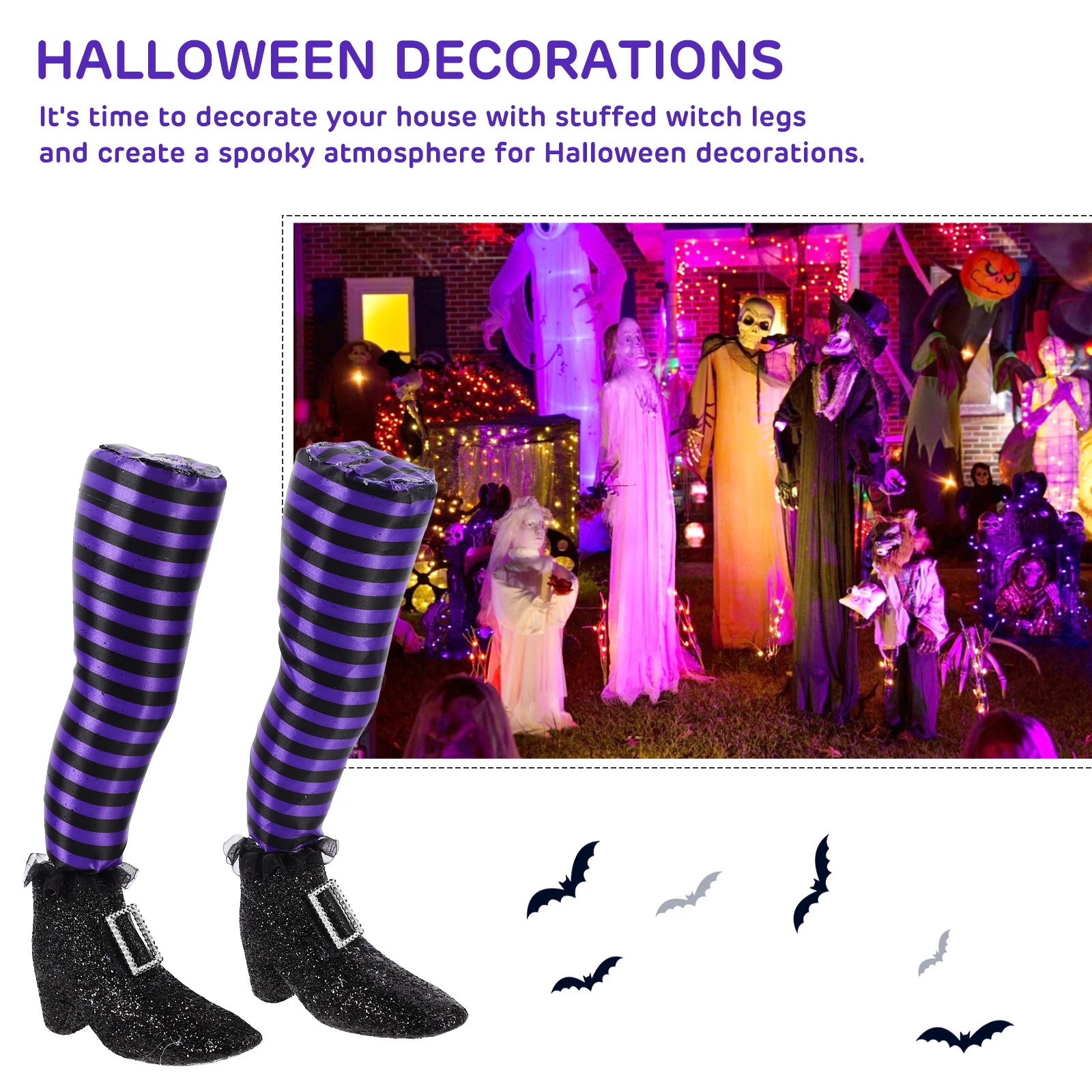 

1Pair Halloween Leg Decoration Classic Themed Party Elements Garden Patio Decor Spooky Atmosphere Photo Prop Supply