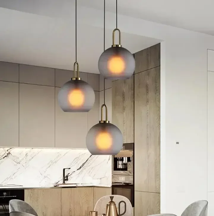 

Nordic postmodern simple creative dining room bedroom bedside retro industrial glass light luxury living room bar Chandelier