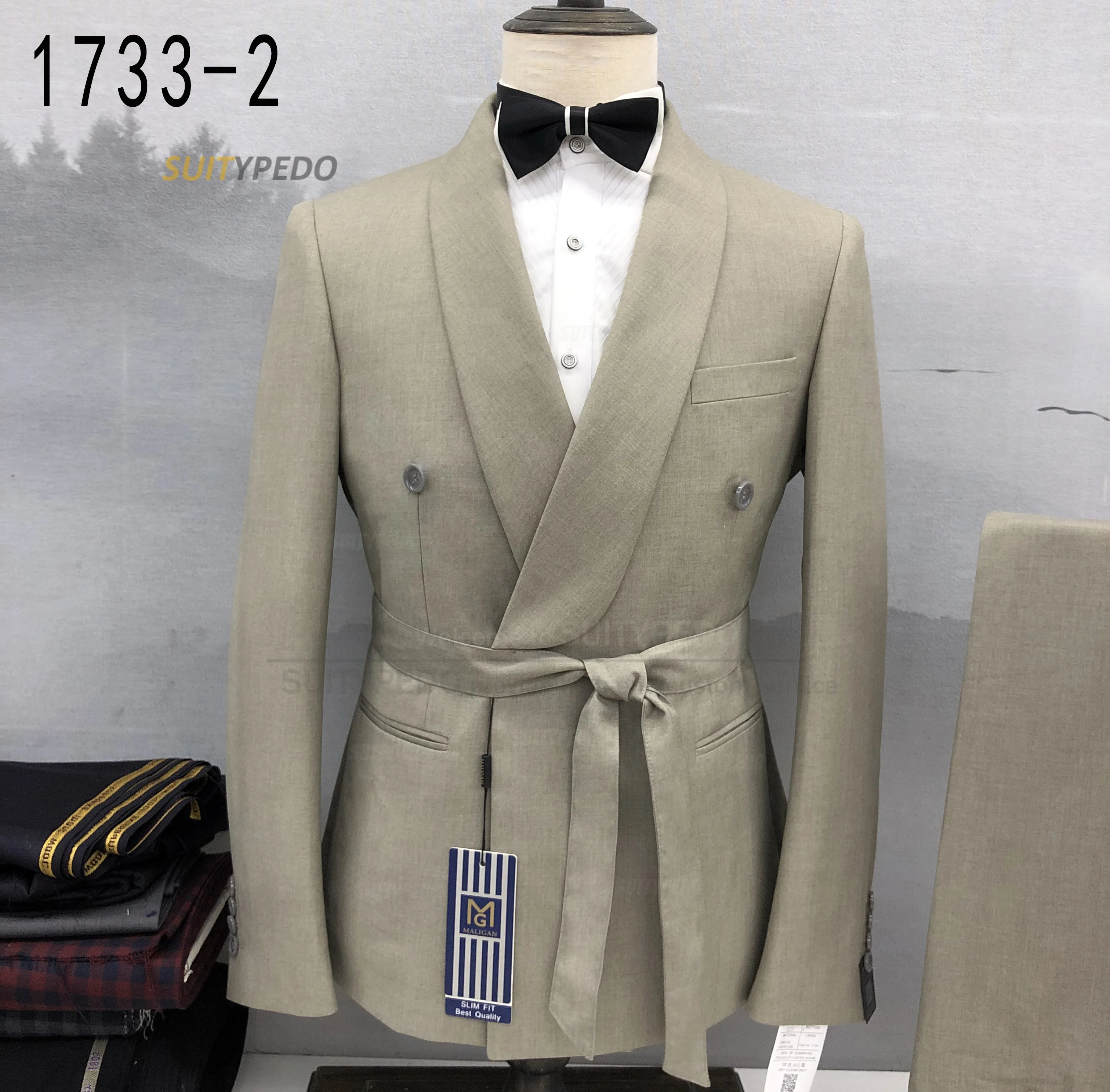 Traje a cuadros de moda para hombre, Blazer de doble botonadura, pantalones, conjunto de 2 piezas, traje de negocios de lujo para graduación y boda,