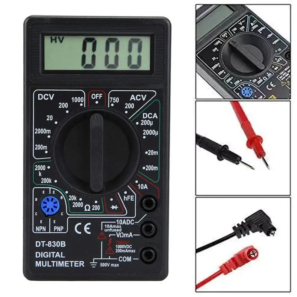 Dt830b Ac/ Lcd Digital Multimeter 750/1000v Voltmeter Ohm Meter Tester High Safety Digital Handheld Multimeter Ammeter F0l2