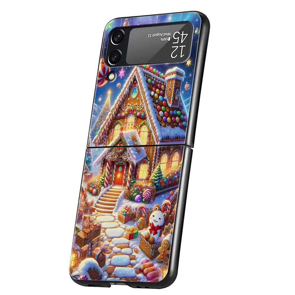 New Year Christmas Hard PC Phone Case For Samsung Galaxy Z Flip 6 5 4 Black Cover For Galaxy Z Flip 3 Foldable Shockproof Capas – Detail 6